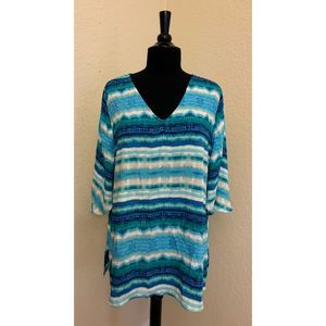 Chico's Watercolor Tunic with Back Cutout Detail - Sz 2 (L/12)